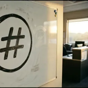 Hashtag on a whiteboard